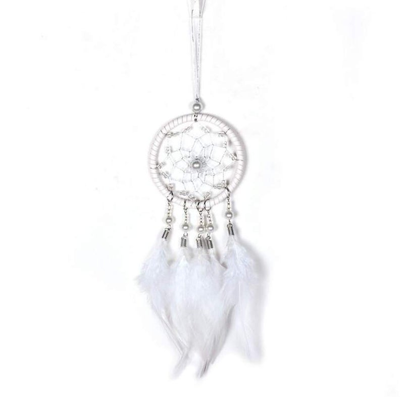 Malicosmile Dream Catchers for Cars Rear View Mirror, Small White Feather Dream Catcher Wall Hanging Decorations Car Charm Ornament - Image 1